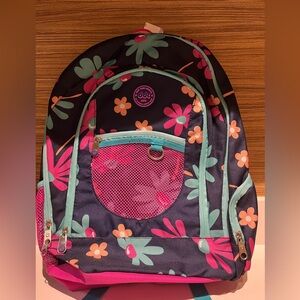 Girls Double Dutch Club Floral Backpack with Pink Accents.